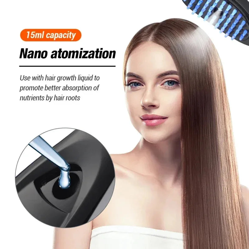 Electric Spray Massage Comb Hair Growth Vibration Head Massager Brush LED anti Hair Loss Scalp Liquid Medicine Atomizing Comb